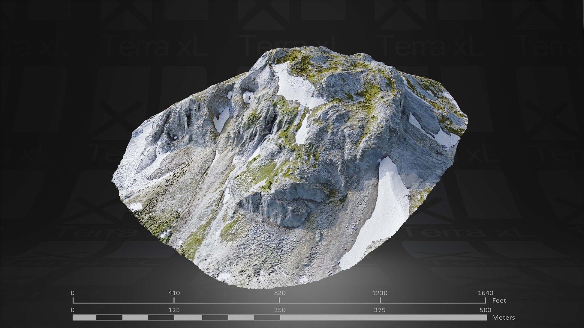 Bluffs 1 L 3D render of photogrammetry scan mountain terrain model