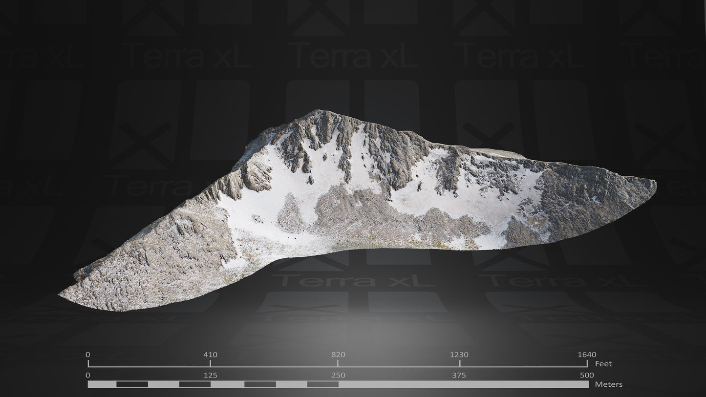 Half Ridgeline 1 L 3D render of photogrammetry scan mountain terrain model