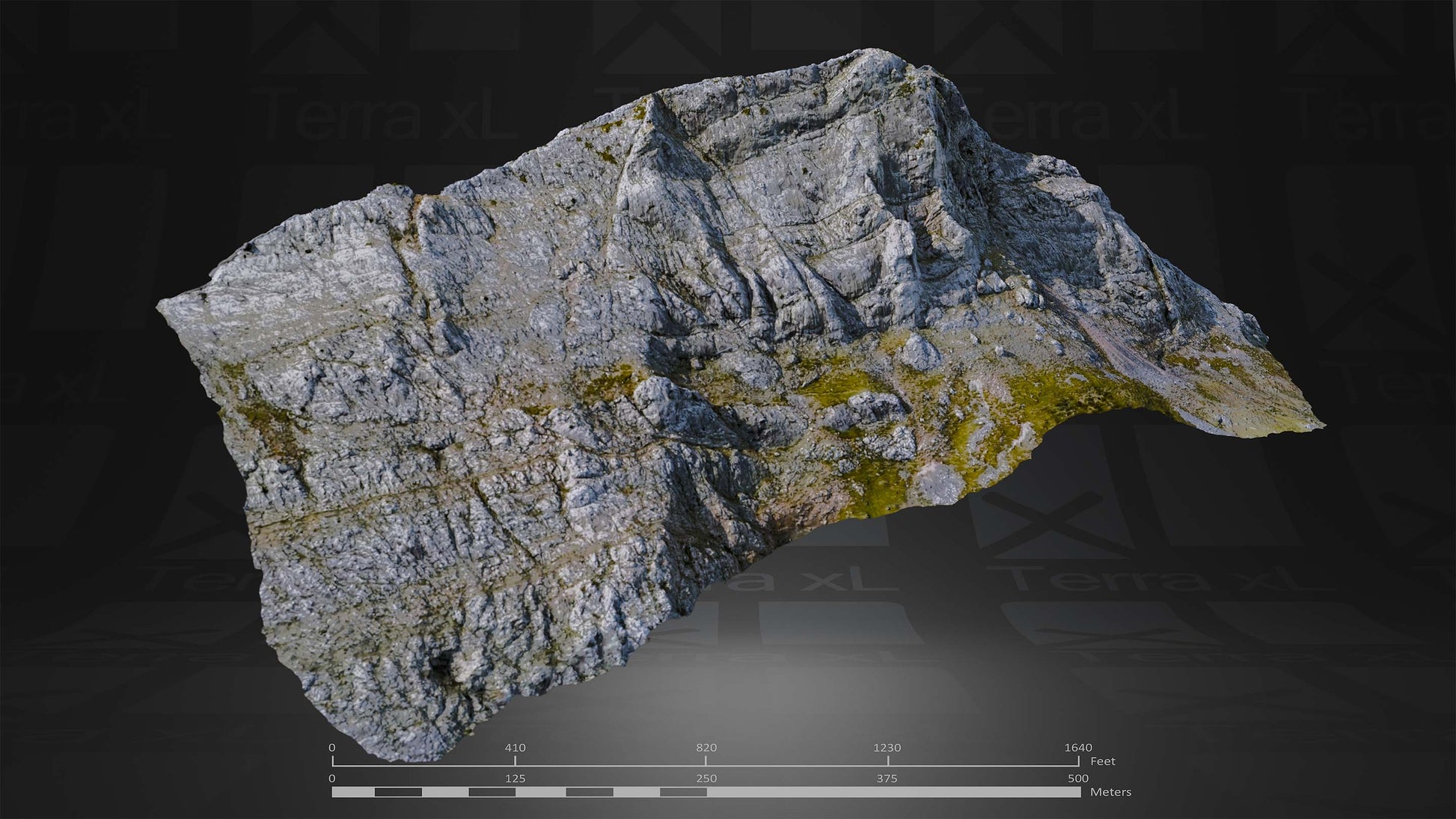 Ridgeline 2 XL 3D render of photogrammetry scan mountain terrain model