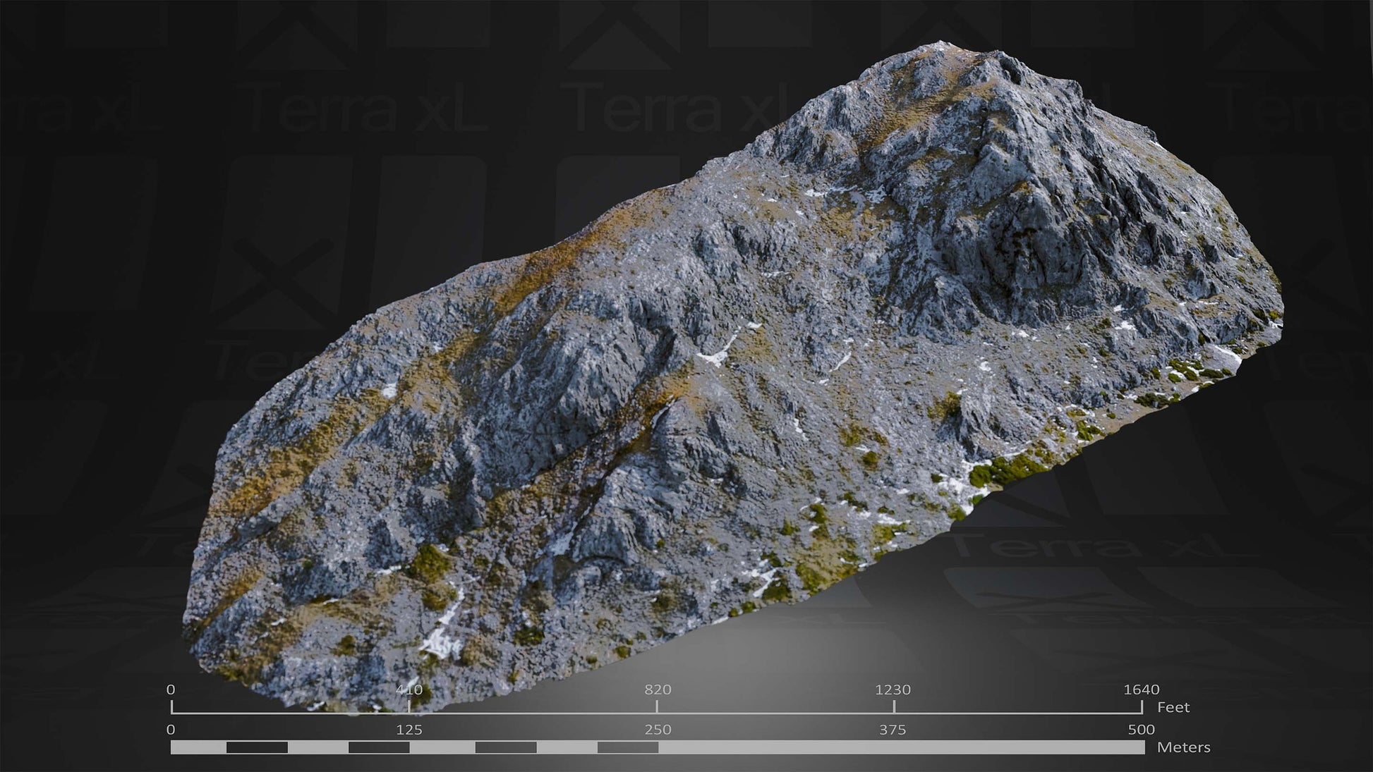 Outcrop 2 L 3D render of photogrammetry scan mountain terrain model