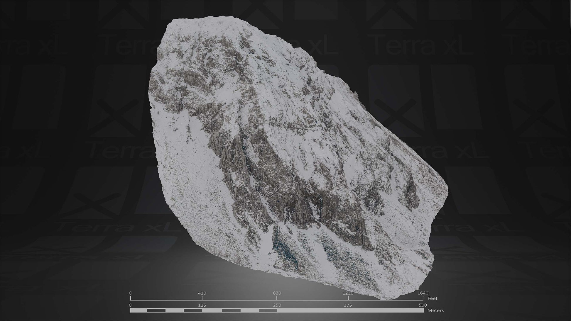 Half Mountain 1 L 3D render of photogrammetry scan mountain terrain model