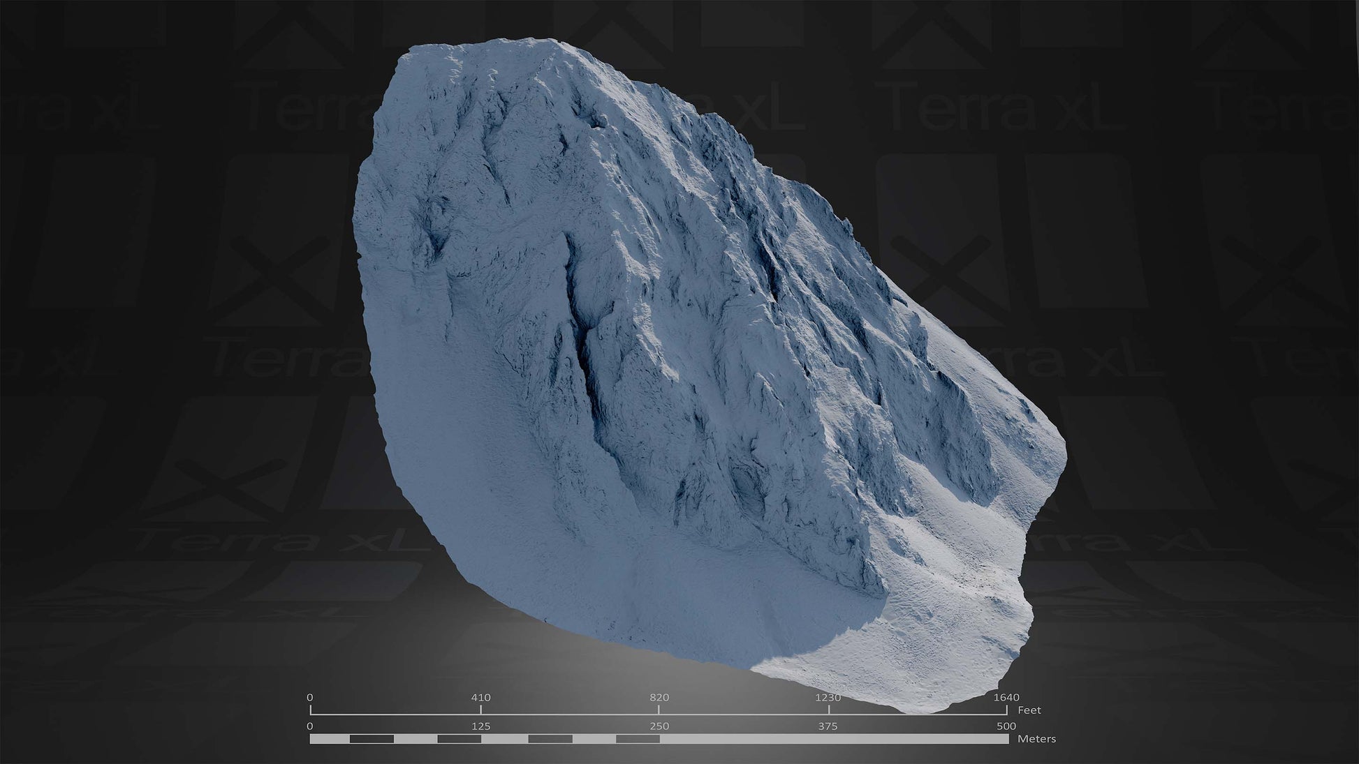 Half Mountain 1 L 3D render of photogrammetry scan mountain terrain model