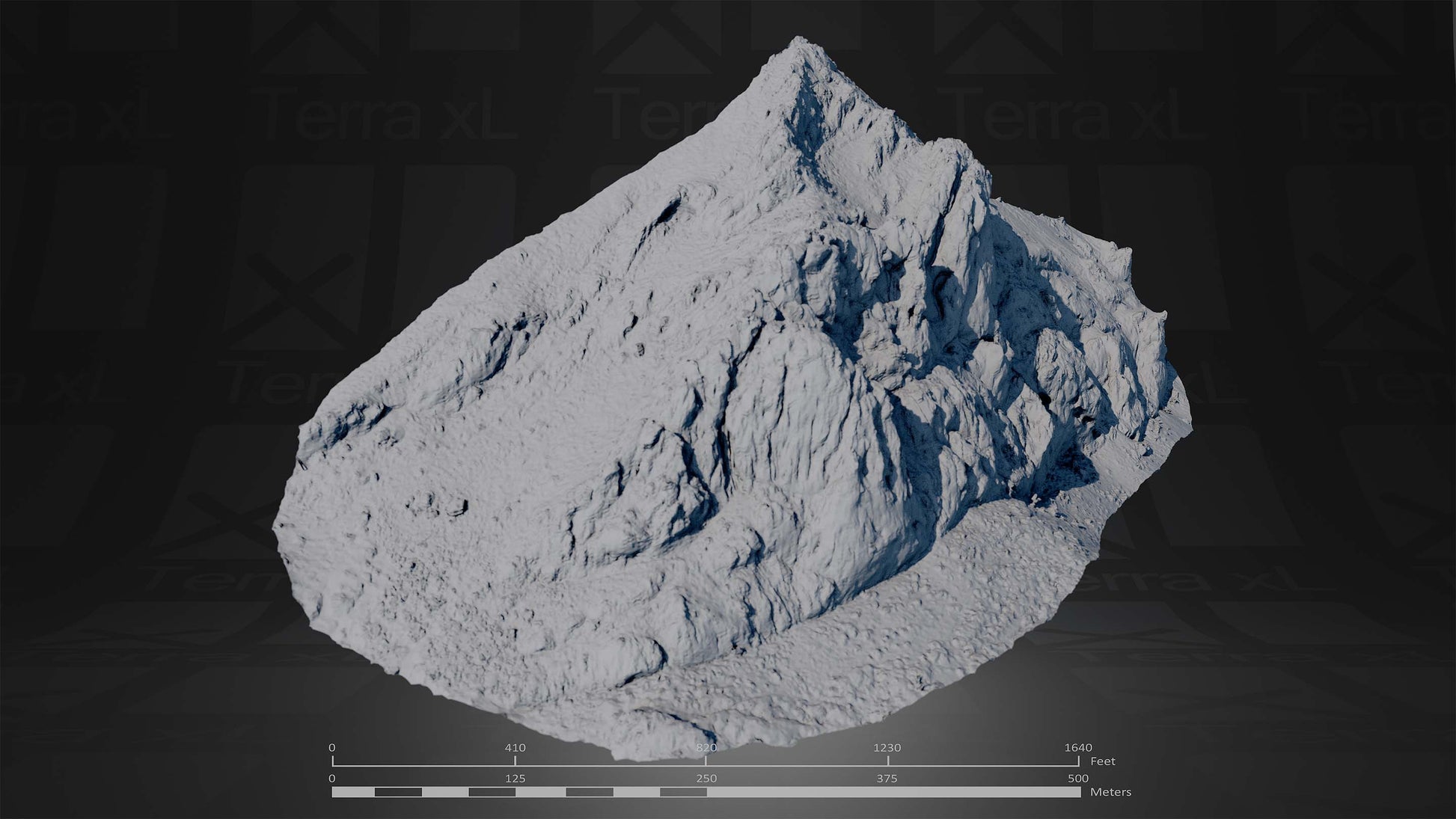 Bluffs 1 L 3D render of photogrammetry scan mountain terrain model