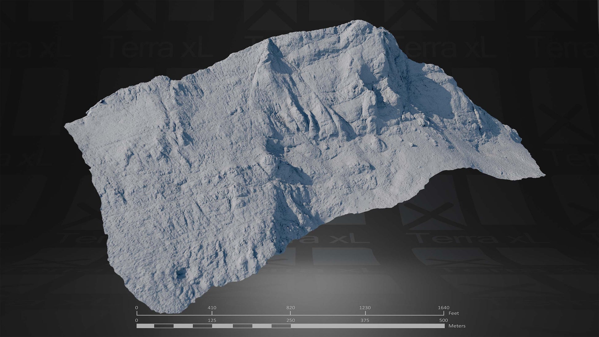 Ridgeline 2 XL 3D render of photogrammetry scan mountain terrain model