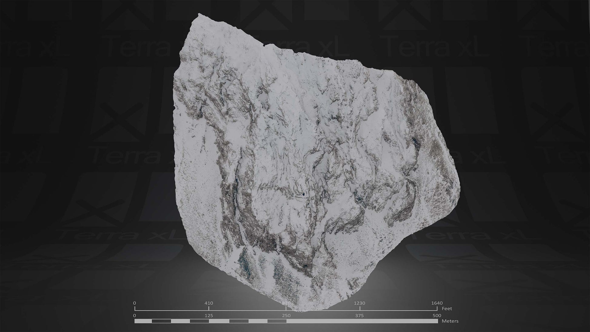 Half Mountain 1 L 3D render of photogrammetry scan mountain terrain model