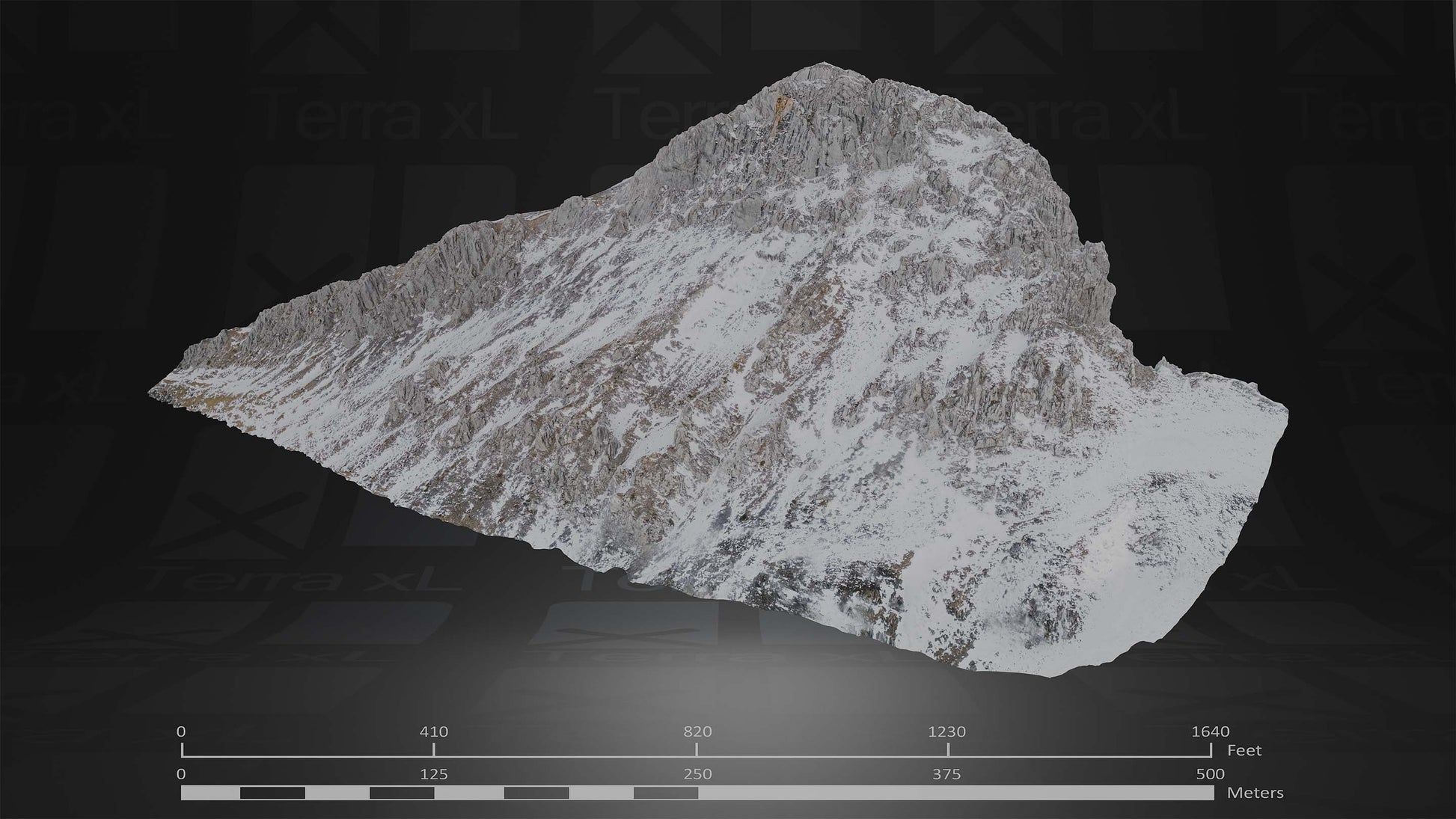 Ridgeline 3 XL 3D render of photogrammetry scan mountain terrain model