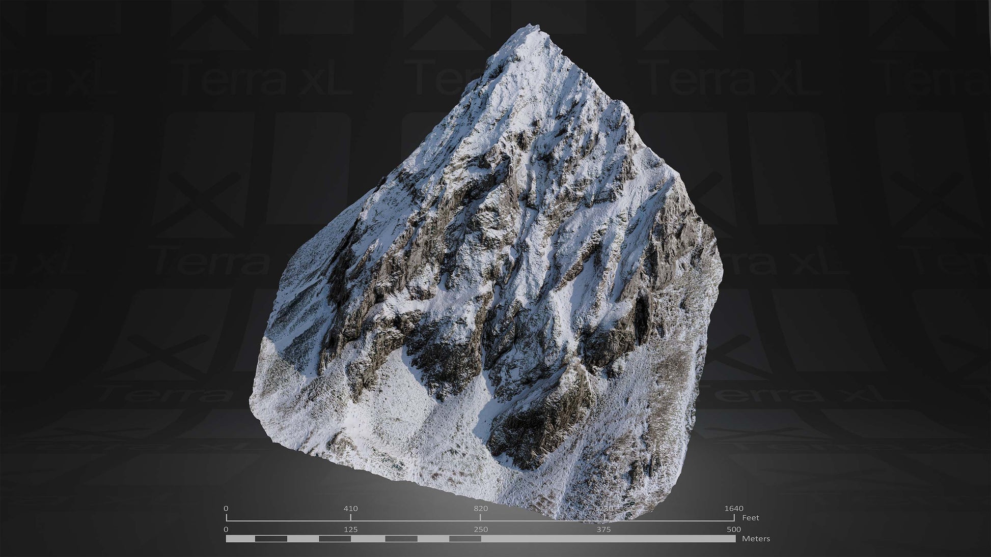 Half Mountain 1 L 3D render of photogrammetry scan mountain terrain model