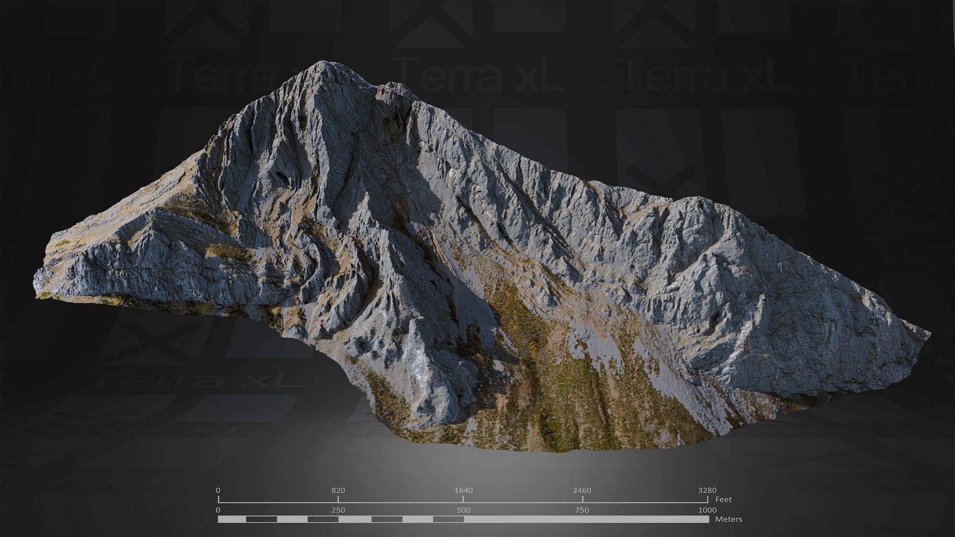 Full Mountain 1 XXL 3D render of photogrammetry scan mountain terrain model