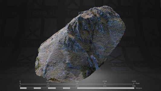 Outcrop 1 L 3D render of photogrammetry scan mountain terrain model
