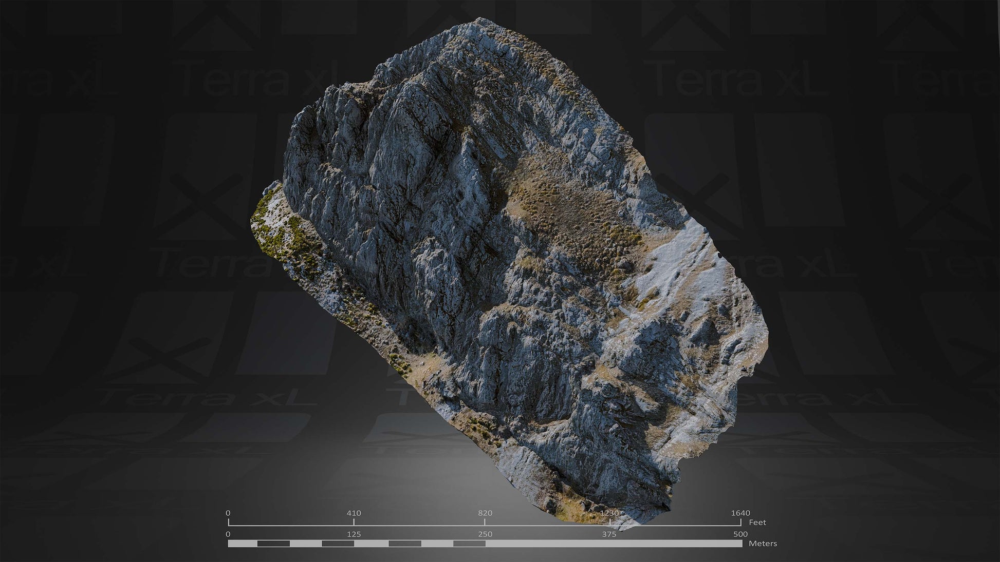 Bluffs 1 L 3D render of photogrammetry scan mountain terrain model
