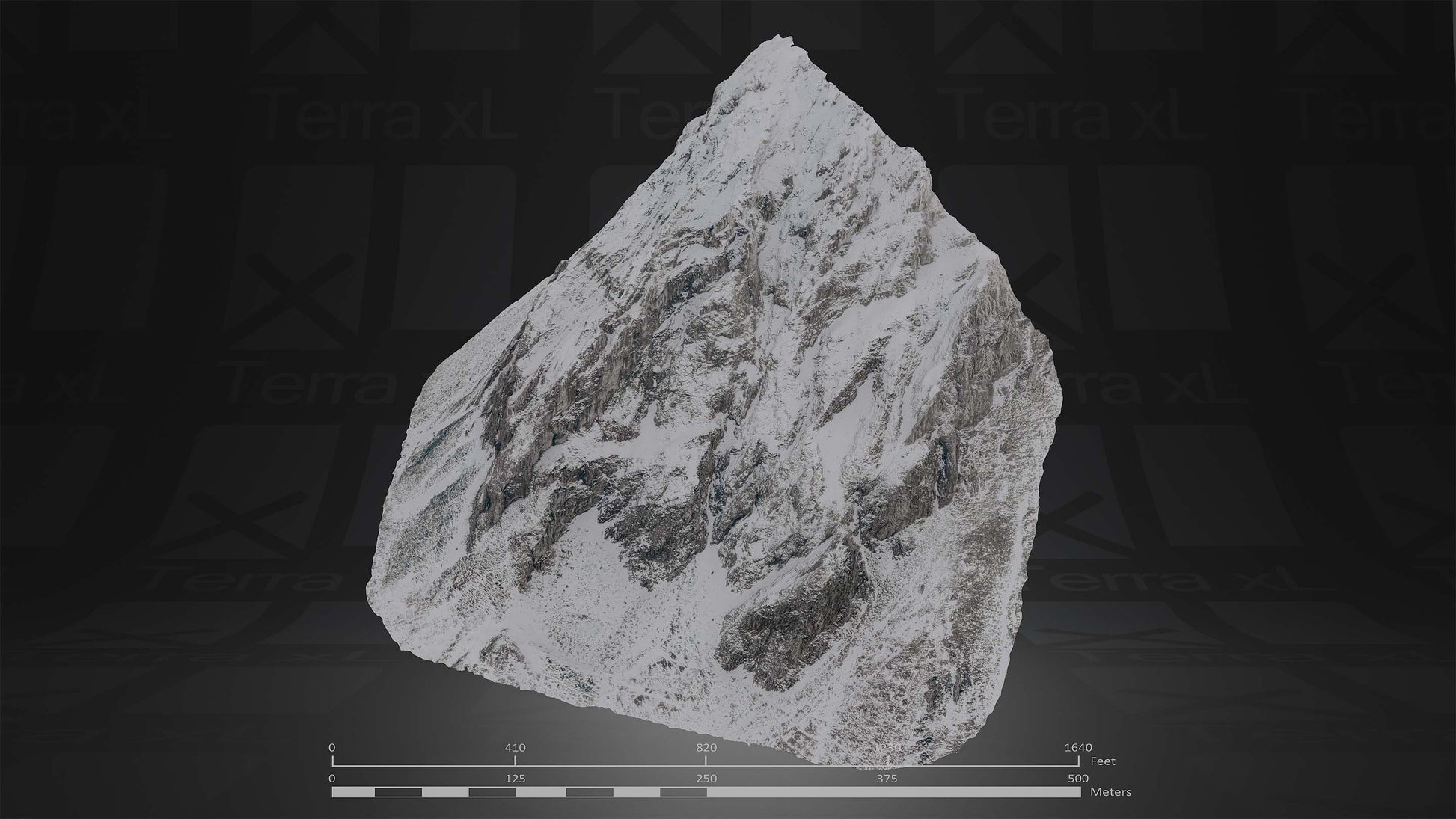 Half Mountain 1 L 3D render of photogrammetry scan mountain terrain model