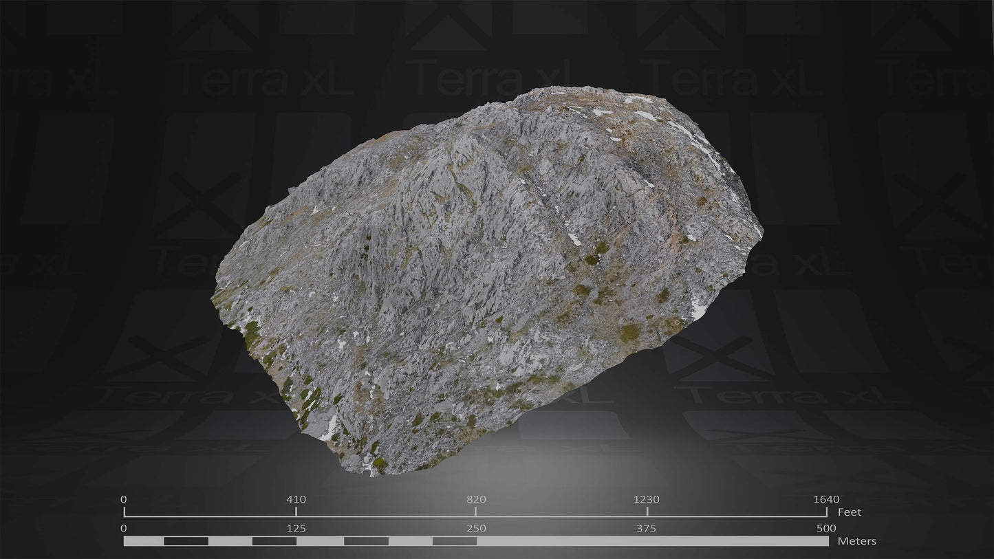 Outcrop 2 L 3D render of photogrammetry scan mountain terrain model