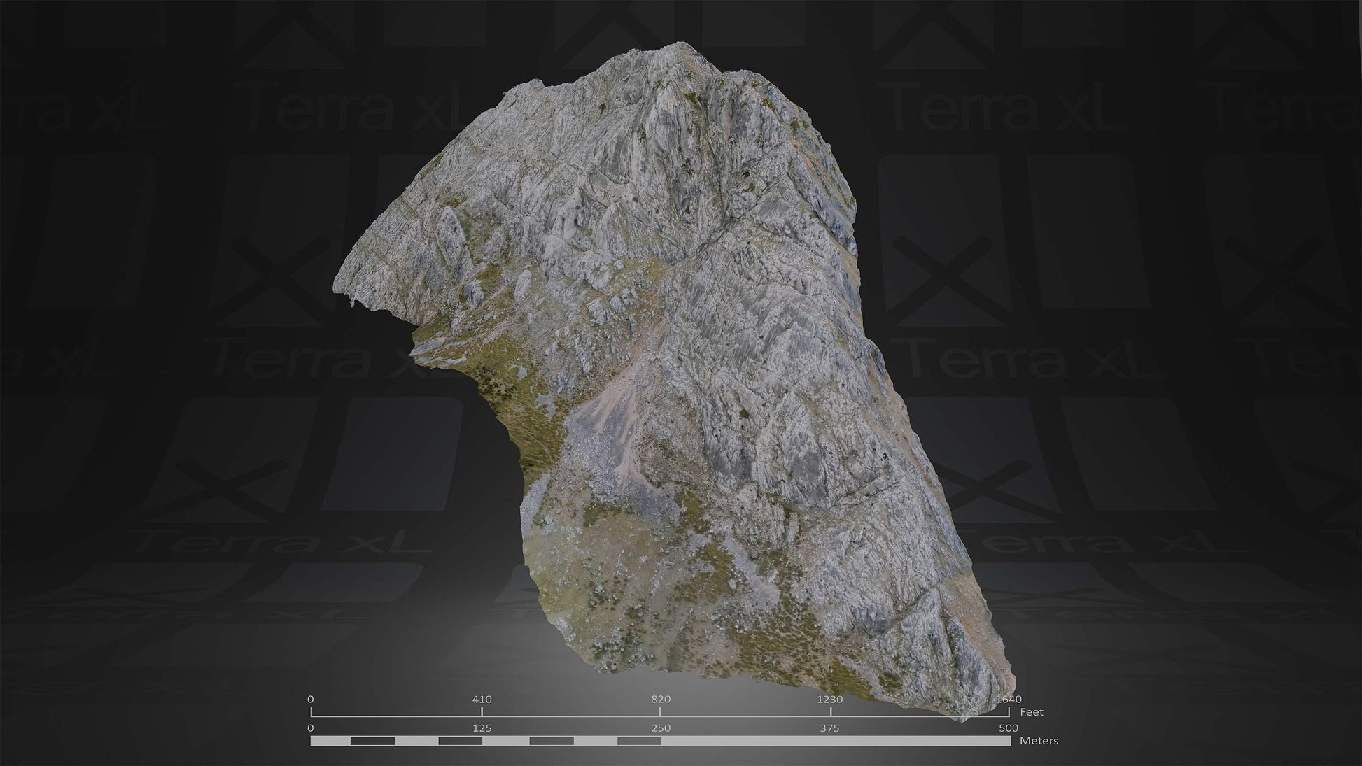 Ridgeline 2 XL 3D render of photogrammetry scan mountain terrain model