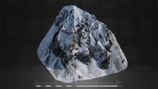 Half Mountain 1 L 3D render of photogrammetry scan mountain terrain model