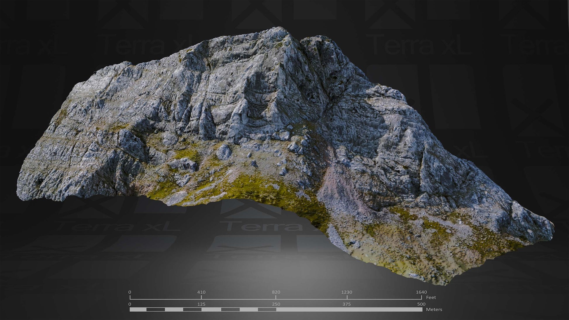 Ridgeline 2 XL 3D render of photogrammetry scan mountain terrain model