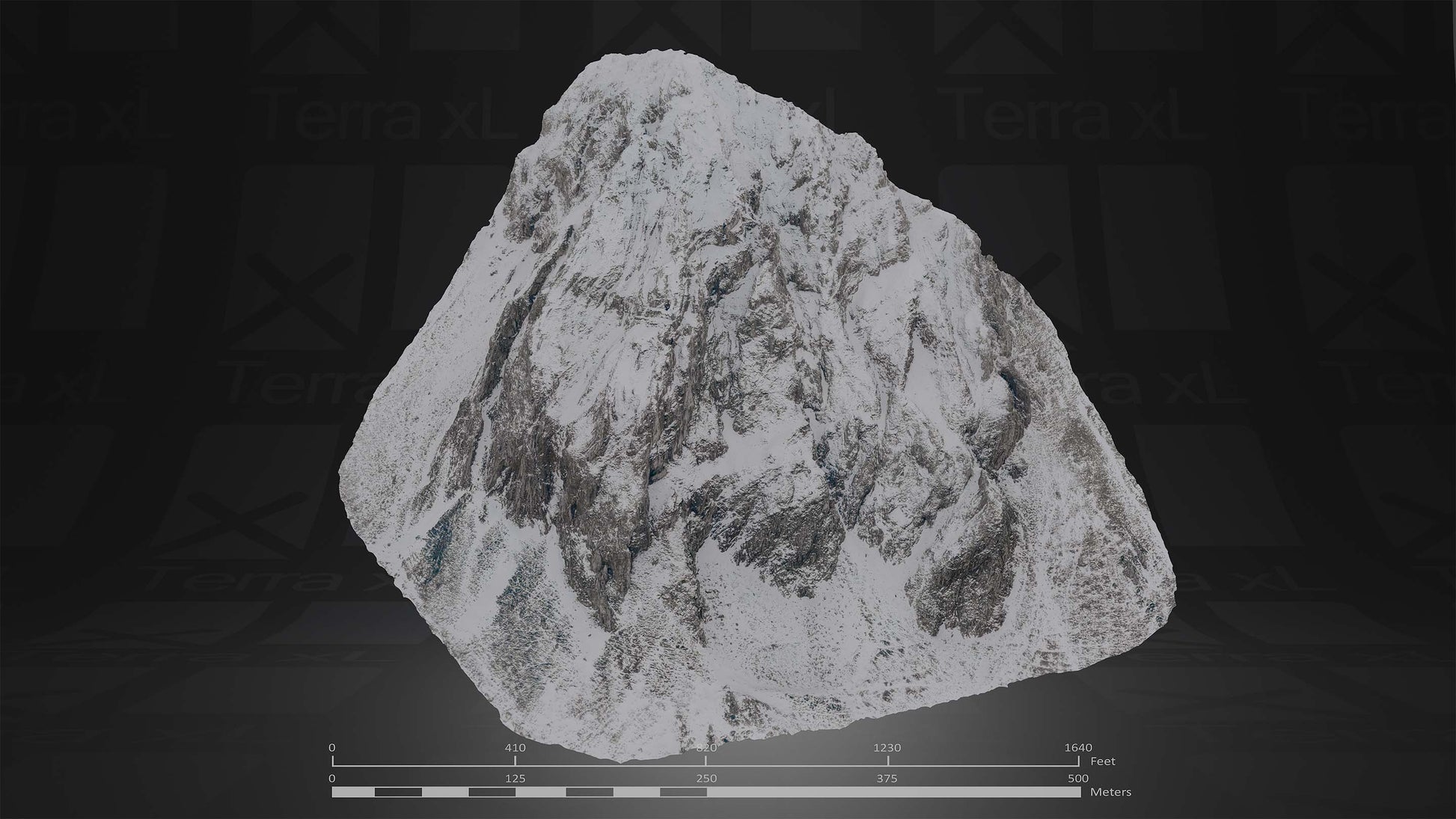 Half Mountain 1 L 3D render of photogrammetry scan mountain terrain model