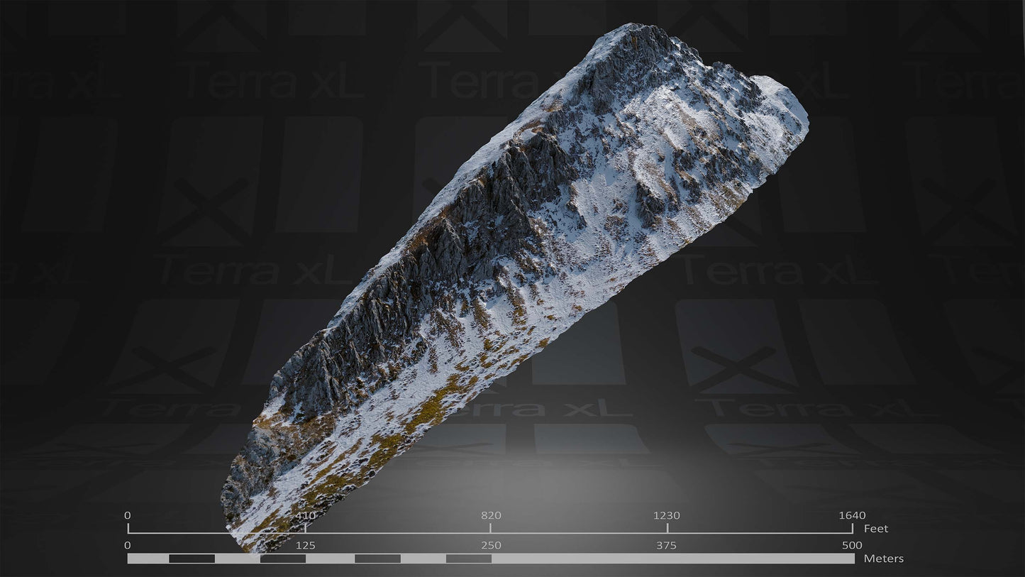 Ridgeline 3 XL 3D render of photogrammetry scan mountain terrain model