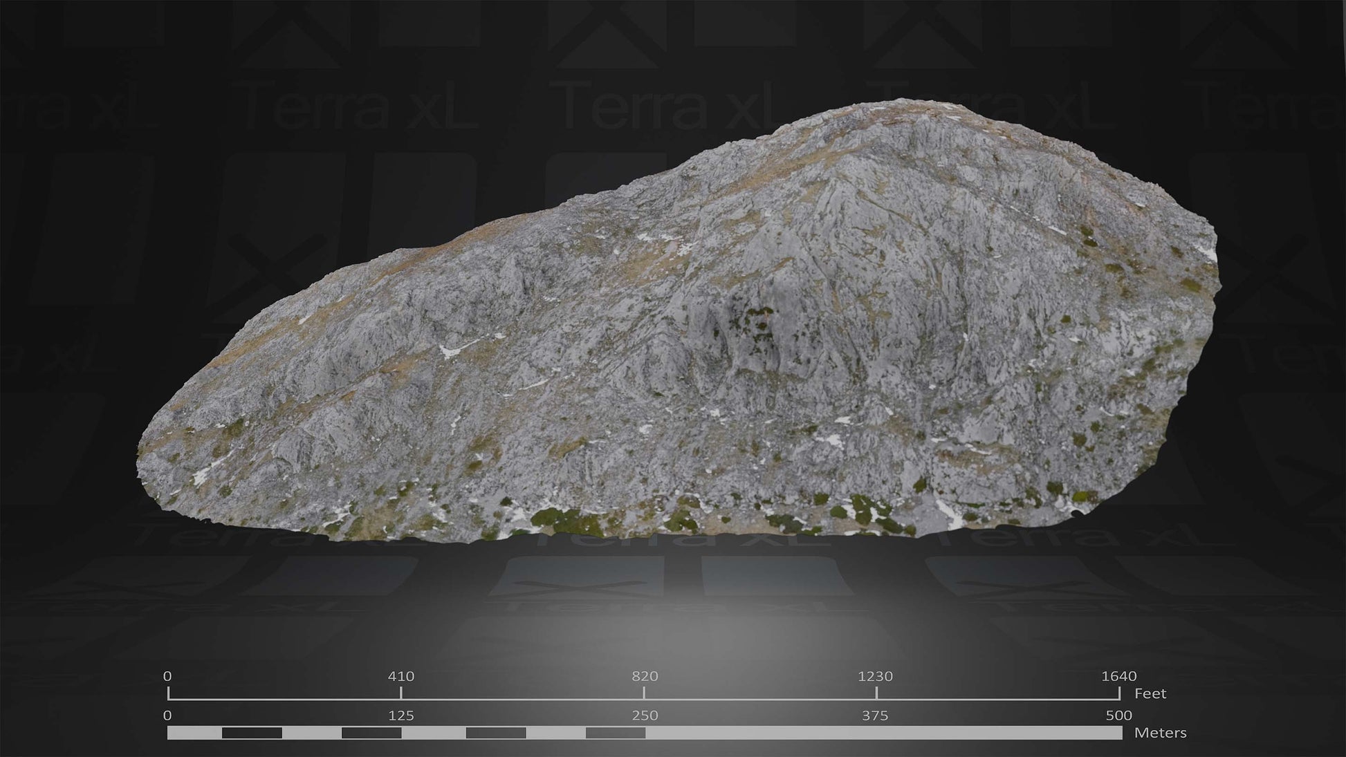 Outcrop 2 L 3D render of photogrammetry scan mountain terrain model