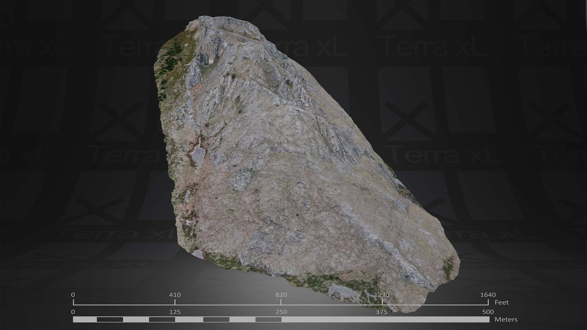 Outcrop 1 L 3D render of photogrammetry scan mountain terrain model