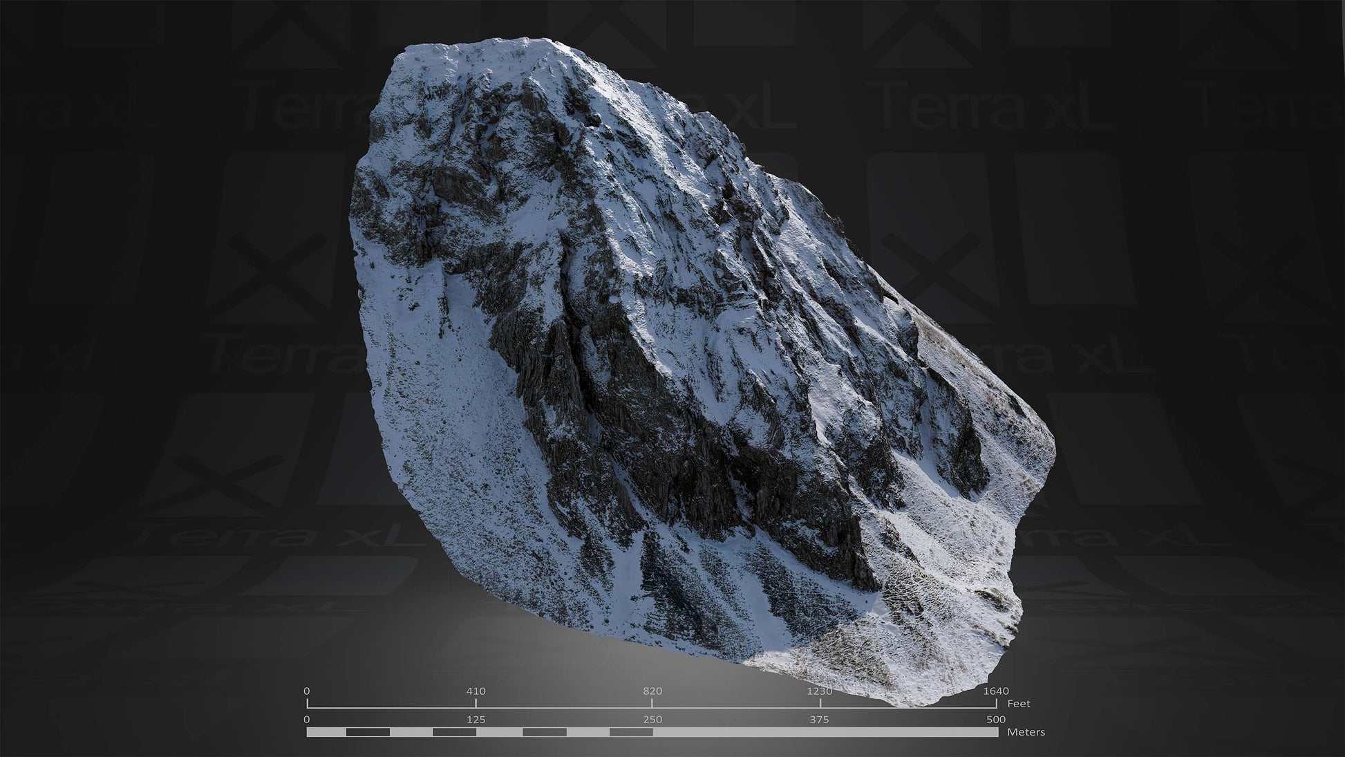 Half Mountain 1 L 3D render of photogrammetry scan mountain terrain model