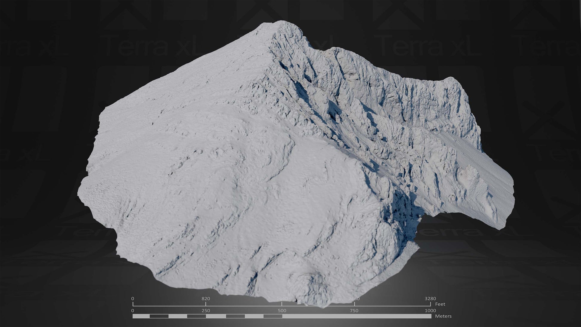 Full Mountain 1 XXL 3D render of photogrammetry scan mountain terrain model