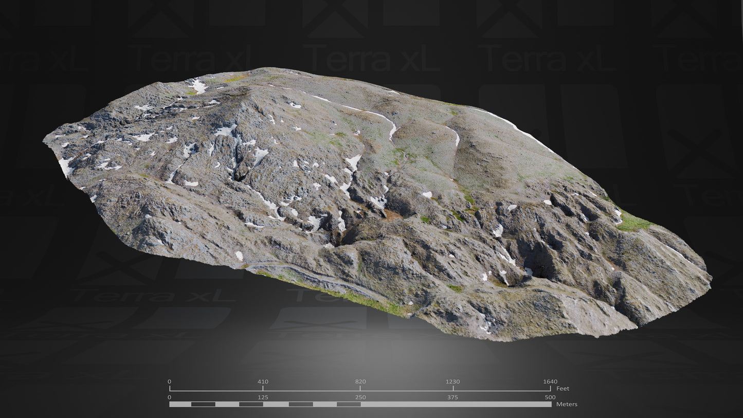 Basin 2 XL 3D render of photogrammetry scan mountain terrain model