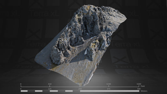 Bluffs 3 L 3D render of photogrammetry scan mountain terrain model
