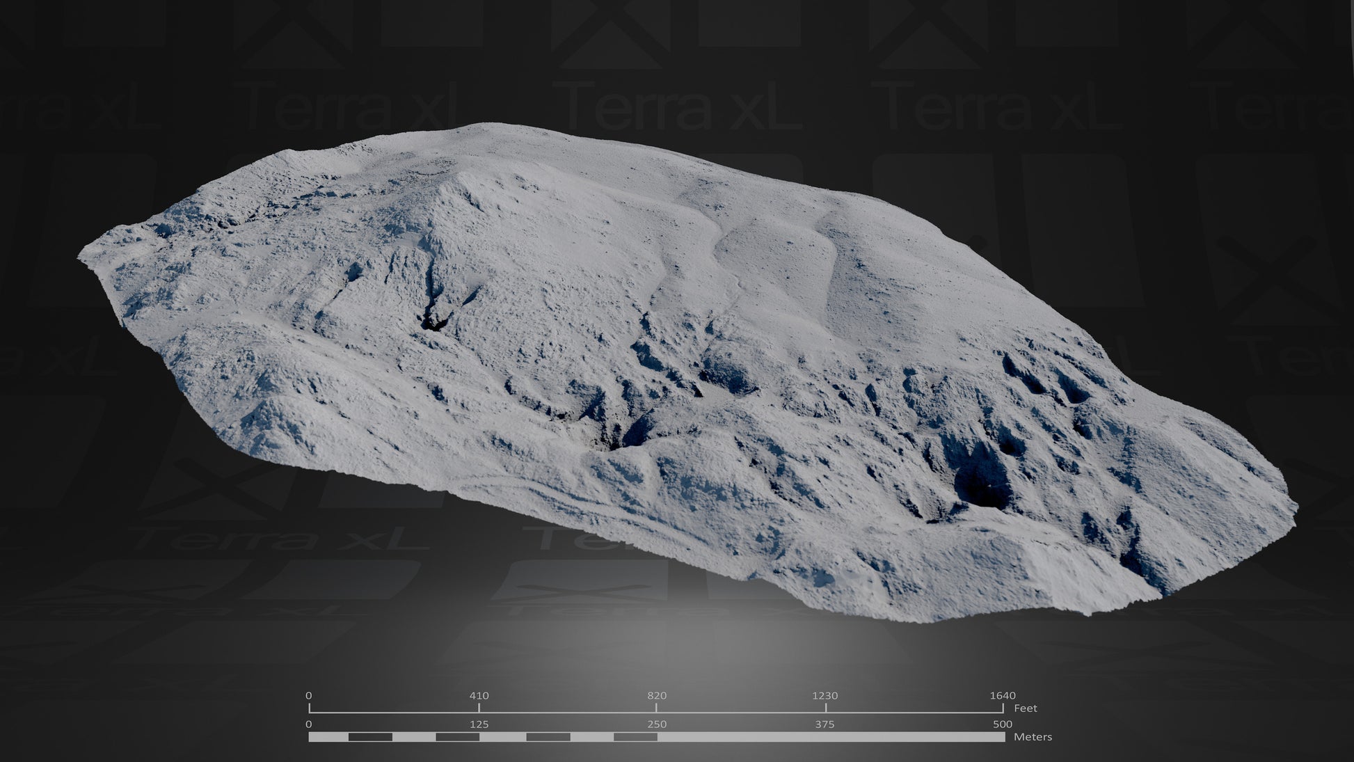 Basin 2 XL 3D render of photogrammetry scan mountain terrain model
