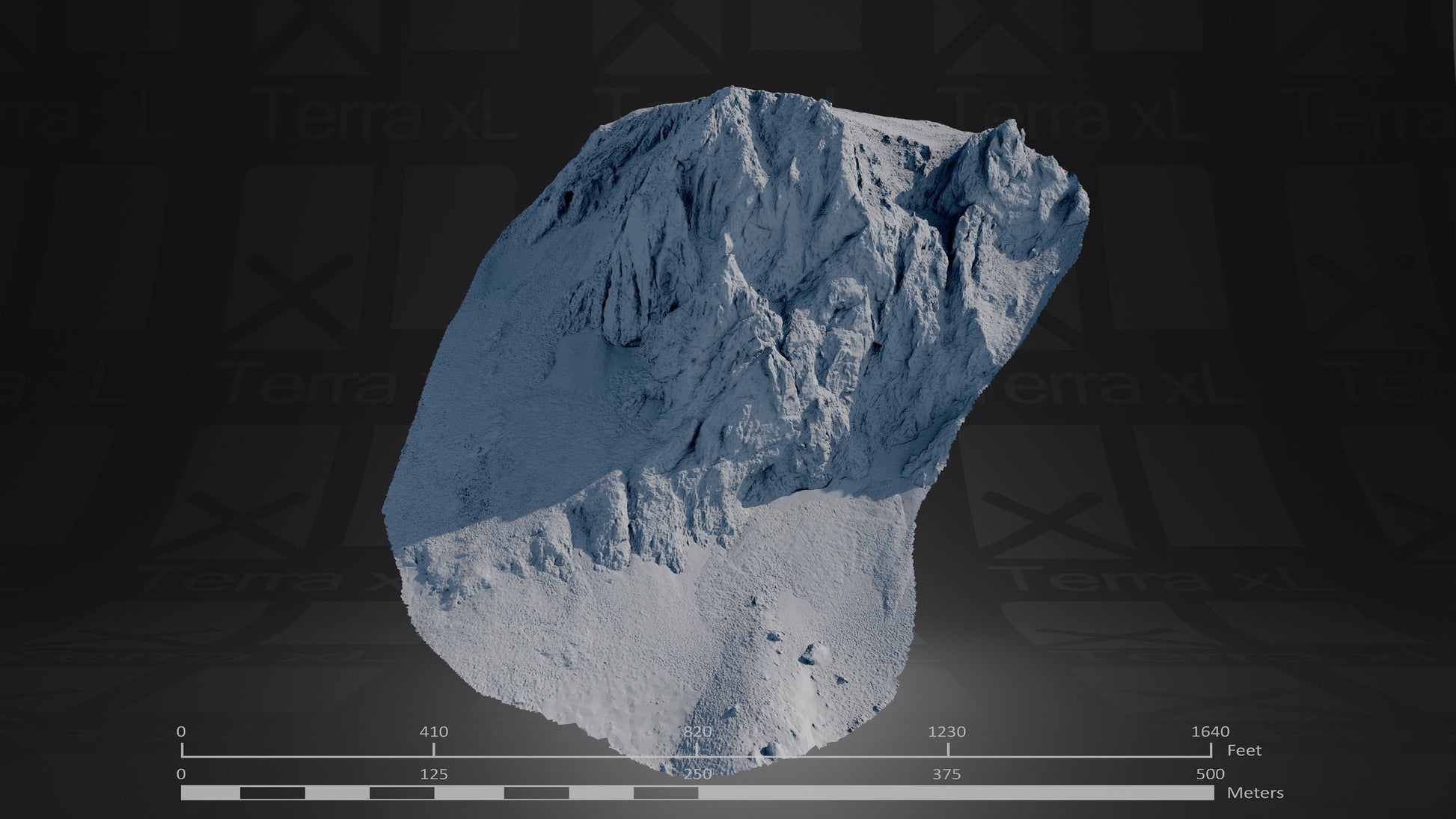 Bluffs 2 L 3D render of photogrammetry scan mountain terrain model