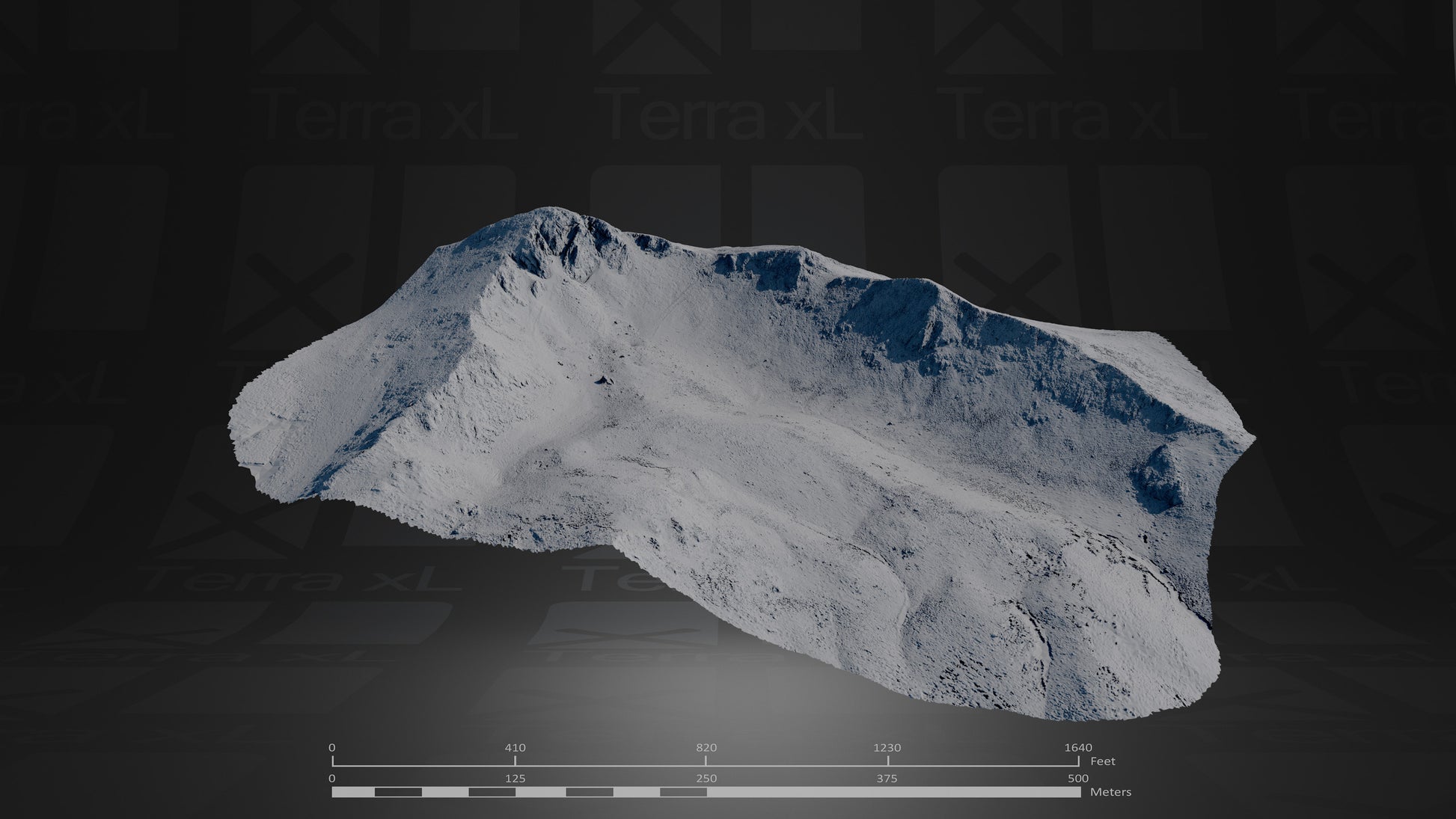 Basin 1 XL 3D render of photogrammetry scan mountain terrain model