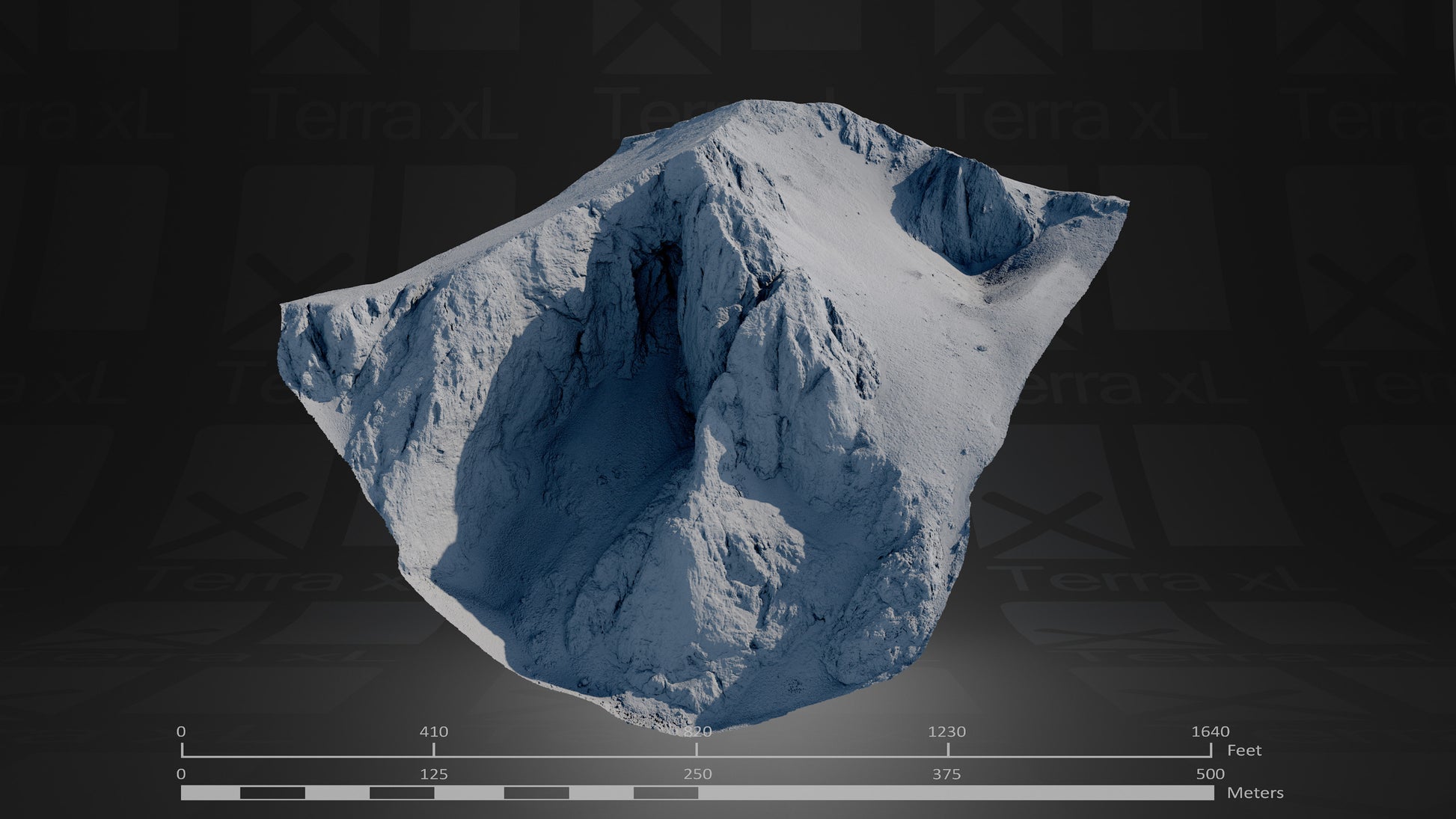 Bluffs 1 L 3D render of photogrammetry scan mountain terrain model