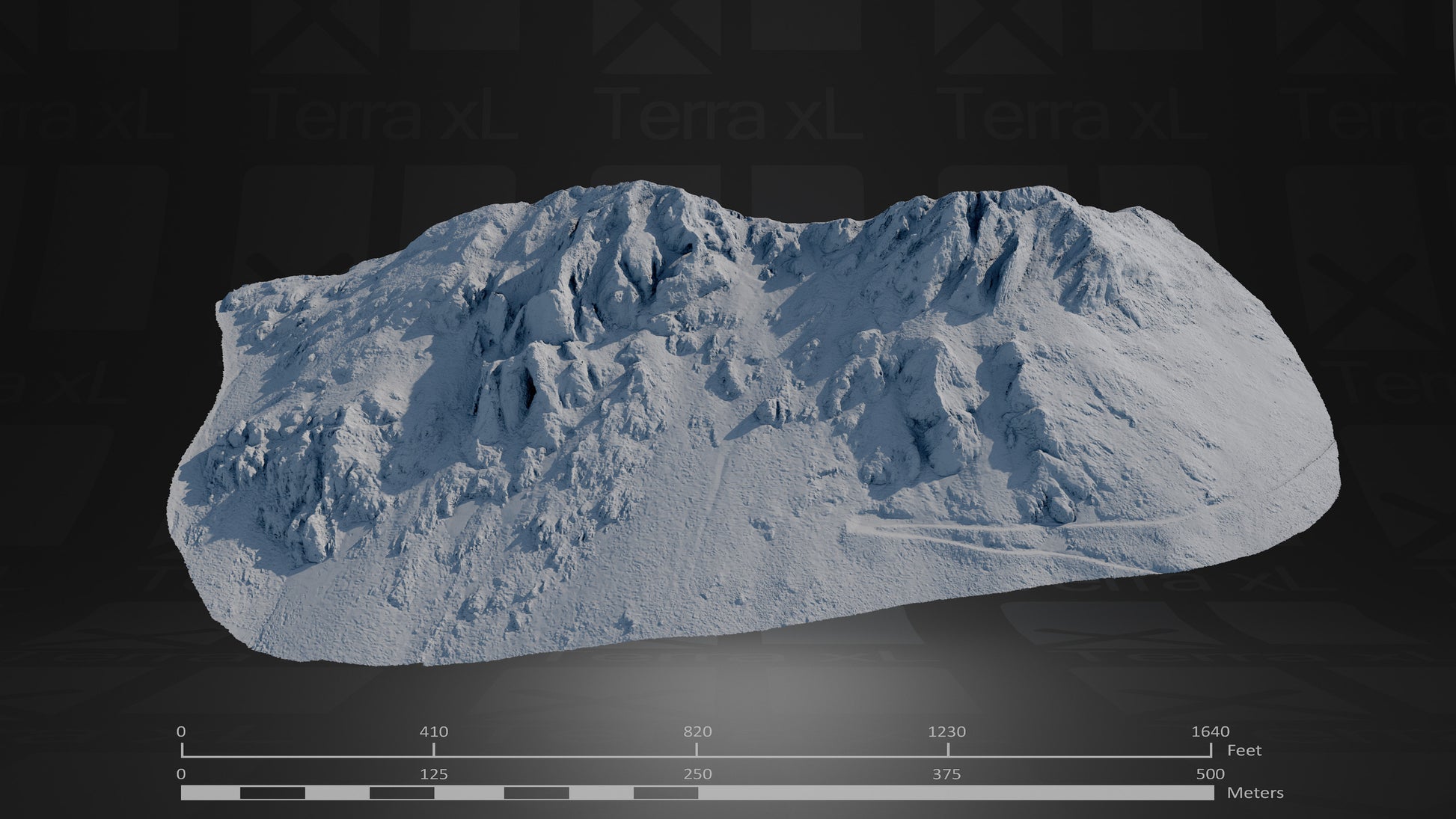 Bluffs 4 L 3D render of photogrammetry scan mountain terrain model