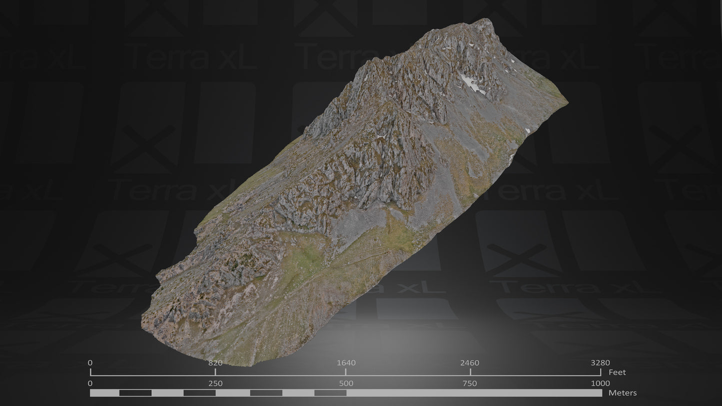 Ridgeline 2 XL 3D render of photogrammetry scan mountain terrain model