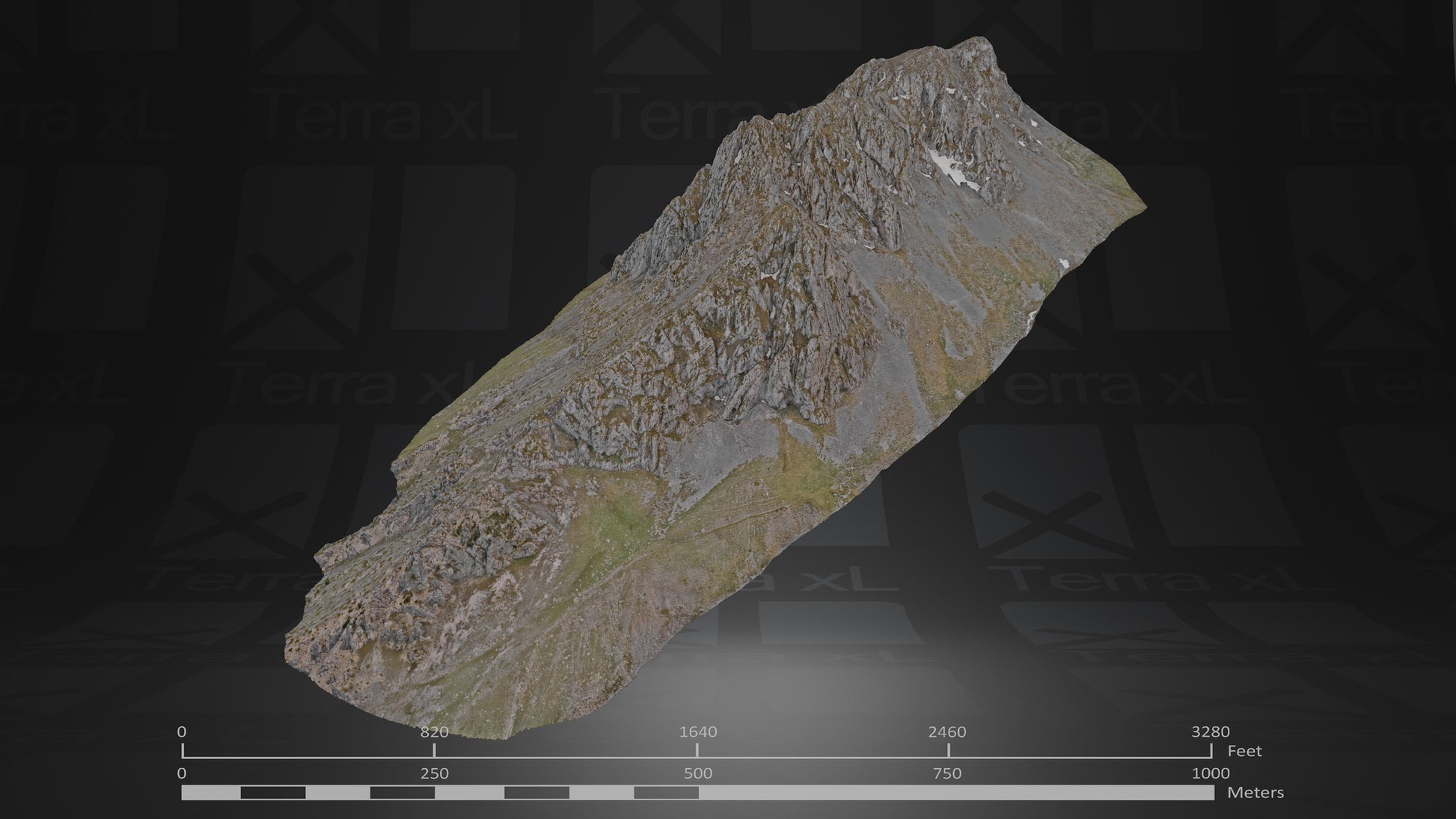 Ridgeline 2 XL 3D render of photogrammetry scan mountain terrain model