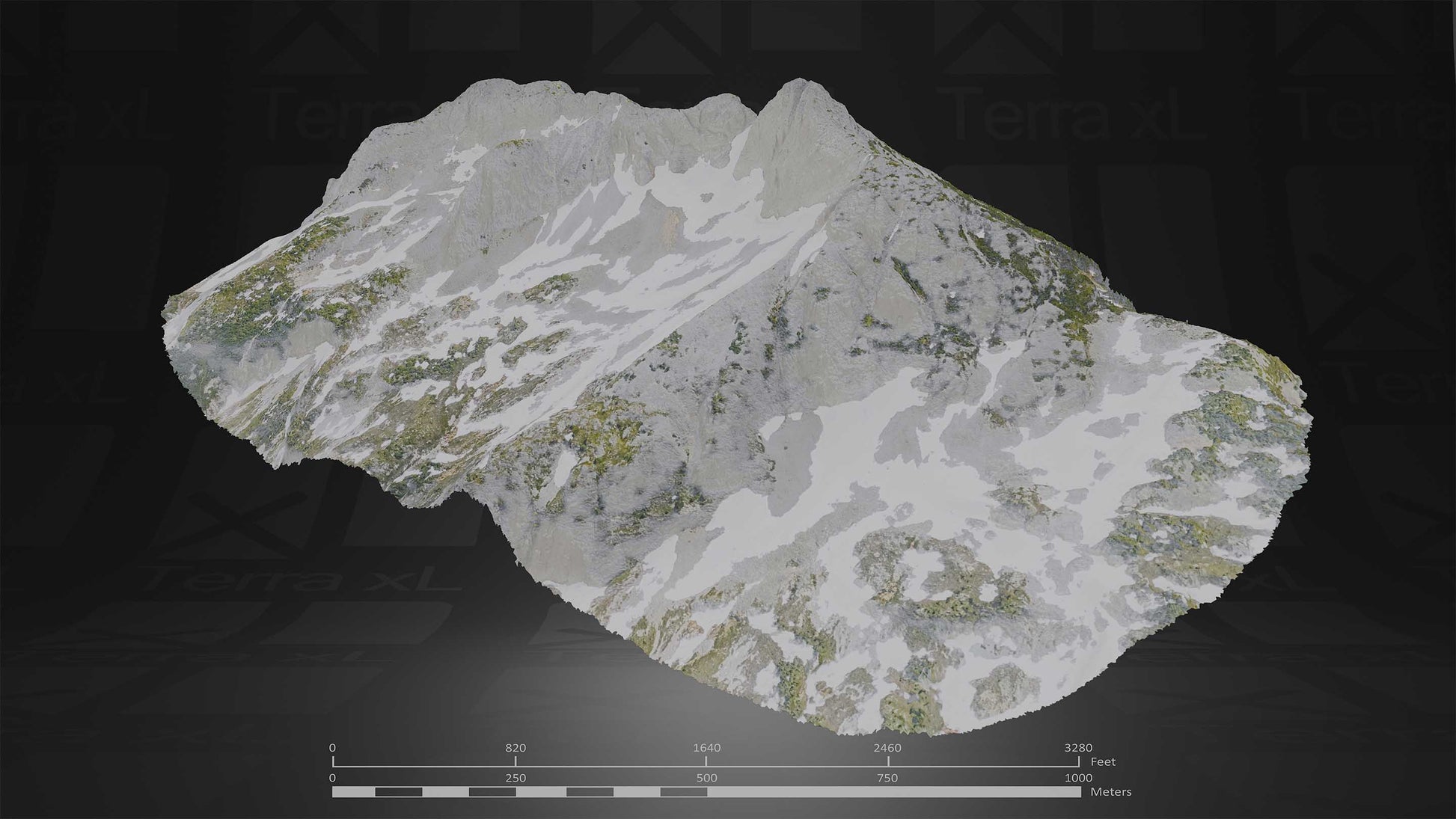 Mountain 2 XXL 3D render of photogrammetry scan mountain terrain model