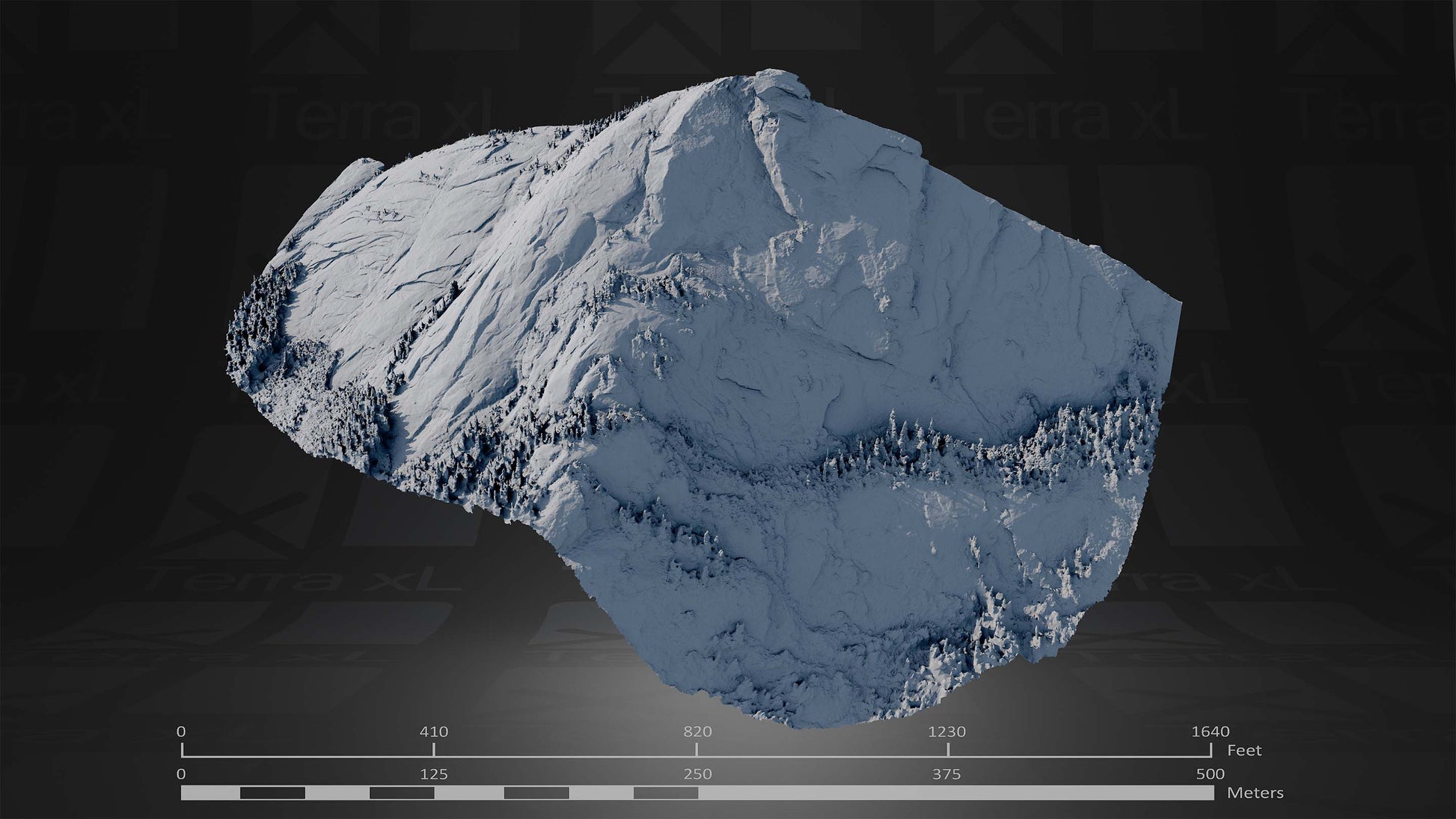 Ridgeline 3 XL 3D render of photogrammetry scan mountain terrain model